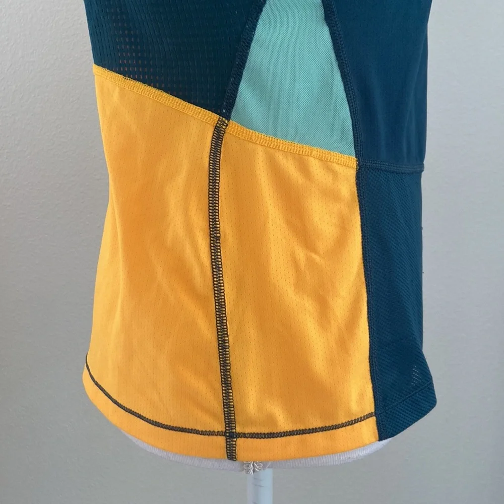 Nike hyper cool mesh tank top athletic shirt yellow teal sea foam womens small
